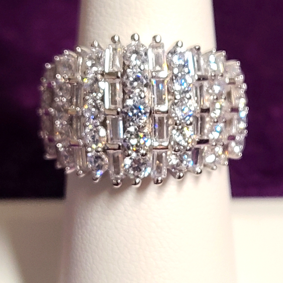 White Cubic Zirconia Rhodium Over Silver Ring 530ctw Size 7 New With Tags 57$